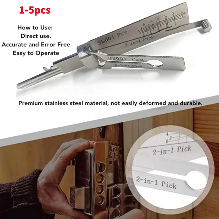 Stainless Steel SS001 Pro Key Decoder | O-Ring Pickup & Hook Tool Maintenance Kit