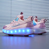2 in 1 Adults Kids Boys Girls 4 Wheels Rechargeable Led Light up Deformation Kick Roller Skate Shoes