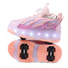Kids USB Rechargeable LED Roller Skate Shoes | 4-Wheel Light-Up Sneakers for Boys & Girls