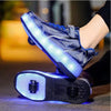 Boys Girls Sports Shoes with Wheels and LED Flashing Rechargeable Roller Skates Retractable Shoes Good for Birthday Gift