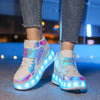 Children's Led Light Roller Skate Shoes Kids Casual Sport 4 Wheels with Brake Sneaker Girl Boy Wing Boots Birthday Gift Footwear