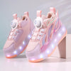 Kids USB Rechargeable LED Roller Skate Shoes | 4-Wheel Light-Up Sneakers for Boys & Girls