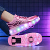 Roller Skates Kid Shoes Girl Fashion Casual Sport 2 Wheels Wing Sneaker Light Up Footwear
