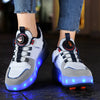 Children's Four-Wheel LED Light Walking Shoes Double Row Roller Skates Ice Skate Shoes Unisex Kids' Wheeling Footwear