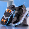Children's Led Light Roller Skate Shoes Kids Casual Sport 4 Wheels with Brake Sneaker Girl Boy Wing Boots Birthday Gift Footwear