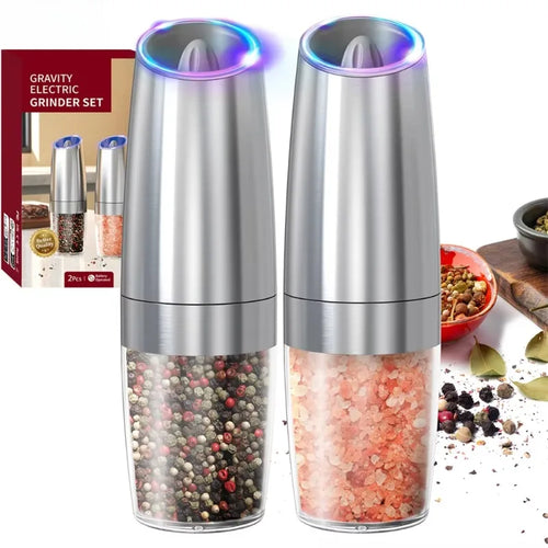 Gravity Sensing Electric Salt & Pepper Grinder | Adjustable Coarseness | Battery Powered Spice Mill