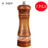 Manual Solid Wood Salt & Pepper Grinder | 6" & 8" | Adjustable Ceramic Grinder | Kitchen Cooking Tool