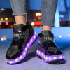 Children's Led Light Roller Skate Shoes Kids Casual Sport 4 Wheels with Brake Sneaker Girl Boy Wing Boots Birthday Gift Footwear