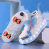 Children's Led Light Roller Skate Shoes Kids Casual Sport 4 Wheels with Brake Sneaker Girl Boy Wing Boots Birthday Gift Footwear