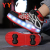 LED Light-Up Kids Roller Skate Shoes | Detachable 4-Wheel Deformation Sneakers