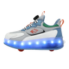 2 in 1 Adults Kids Boys Girls 4 Wheels Rechargeable Led Light up Deformation Kick Roller Skate Shoes