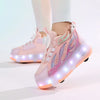 Kids USB Rechargeable LED Roller Skate Shoes | 4-Wheel Light-Up Sneakers for Boys & Girls