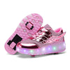 Roller Skates Kid Shoes Girl Fashion Casual Sport 2 Wheels Wing Sneaker Light Up Footwear