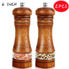 Manual Solid Wood Salt & Pepper Grinder | 6" & 8" | Adjustable Ceramic Grinder | Kitchen Cooking Tool