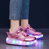 Roller Skates Kid Shoes Girl Fashion Casual Sport 2 Wheels Wing Sneaker Light Up Footwear
