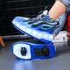 Roller Sneakers Kid Sport Gym Footwear Roller Skates 4 Wheels USB Charge Illuminated Shoes Boys Girls Casual Skateboard Shoes