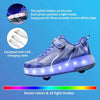 Boys Girls Sports Shoes with Wheels and LED Flashing Rechargeable Roller Skates Retractable Shoes Good for Birthday Gift
