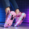 Roller Skates Kid Shoes Girl Fashion Casual Sport 2 Wheels Wing Sneaker Light Up Footwear