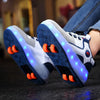 Children's Four-Wheel LED Light Walking Shoes Double Row Roller Skates Ice Skate Shoes Unisex Kids' Wheeling Footwear