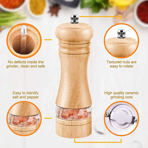 WXCOO Manual Solid Wood Pepper & Spice Grinder | Multi-Purpose Salt & Pepper Mill | Kitchen Tool