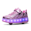 Boys Girls Sports Shoes with Wheels and LED Flashing Rechargeable Roller Skates Retractable Shoes Good for Birthday Gift