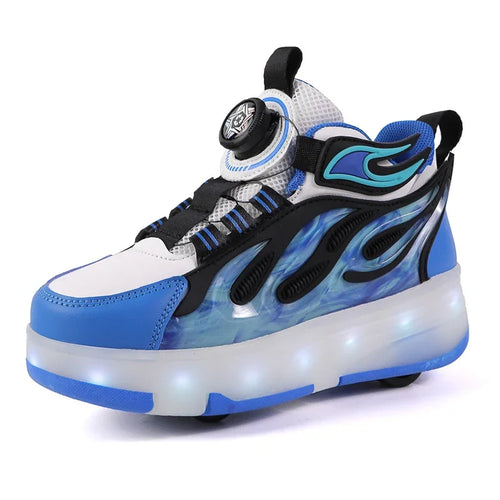 Roller Sneakers for Kids Light Up Shoes Boys Girls 4 Wheel Sneakers USB LED Skate Shoes Size 29-39