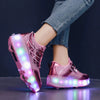 Roller Skates Kid Shoes Girl Fashion Casual Sport 2 Wheels Wing Sneaker Light Up Footwear