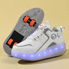 Children's Four-Wheel LED Light Walking Shoes Double Row Roller Skates Ice Skate Shoes Unisex Kids' Wheeling Footwear