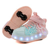 LED Light-Up Kids Roller Skate Shoes | Detachable 4-Wheel Deformation Sneakers