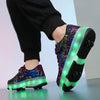Men's Detachable 4 Wheel Roller Skates Shoes New Sneakers With LED For Men Quality Boys Skating Skates Shoes With Wheels