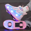 Roller Sneakers Kid Sport Gym Footwear Roller Skates 4 Wheels USB Charge Illuminated Shoes Boys Girls Casual Skateboard Shoes