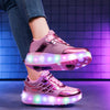 Roller Skates Kid Shoes Girl Fashion Casual Sport 2 Wheels Wing Sneaker Light Up Footwear
