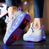 Children's Four-Wheel LED Light Walking Shoes Double Row Roller Skates Ice Skate Shoes Unisex Kids' Wheeling Footwear