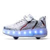Boys Girls Sports Shoes with Wheels and LED Flashing Rechargeable Roller Skates Retractable Shoes Good for Birthday Gift