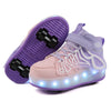 LED Light-Up Kids Roller Skate Shoes | Detachable 4-Wheel Deformation Sneakers