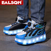 Roller Sneakers for Kids Light Up Shoes Boys Girls 4 Wheel Sneakers USB LED Skate Shoes Size 29-39