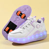 Children's Four-Wheel LED Light Walking Shoes Double Row Roller Skates Ice Skate Shoes Unisex Kids' Wheeling Footwear