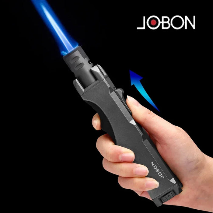 JOBON Metal Turbine Torch Lighter | Strong Blue Flame | Windproof Butane | BBQ & Kitchen Welding