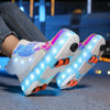Roller Skate Shoes Kids Fashion Casual Sport 4 Wheels Sneaker Girl Boy Wing Boots Children Birthday Gift Toy Light Up Footwear