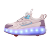 2 in 1 Adults Kids Boys Girls 4 Wheels Rechargeable Led Light up Deformation Kick Roller Skate Shoes