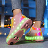 Children's Led Light Roller Skate Shoes Kids Casual Sport 4 Wheels with Brake Sneaker Girl Boy Wing Boots Birthday Gift Footwear