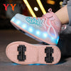 LED Light-Up Kids Roller Skate Shoes | Detachable 4-Wheel Deformation Sneakers