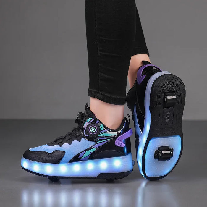 Invisible Bottom Flying Shoes with Wheels Hot Sale Of The Season Unisex Kids' Double Wheel Walking Shoes Roller Skates Entertain