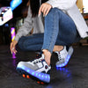 Children's Four-Wheel LED Light Walking Shoes Double Row Roller Skates Ice Skate Shoes Unisex Kids' Wheeling Footwear