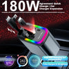 5-in-1 Car Charger 180W Super Fast Charging | 2 Retractable Cables | Starlight Design | iOS & Android