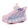 Roller Sneakers for Kids Light Up Shoes Boys Girls 4 Wheel Sneakers USB LED Skate Shoes Size 29-39