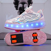 LED Speed Roller Skates for Children Racing Ice Skating Sneaker with Wheels NEW 4 Wheels Roller Skates Shoes for Boys and Girls