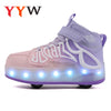 LED Light-Up Kids Roller Skate Shoes | Detachable 4-Wheel Deformation Sneakers