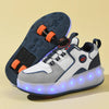 Children's Four-Wheel LED Light Walking Shoes Double Row Roller Skates Ice Skate Shoes Unisex Kids' Wheeling Footwear