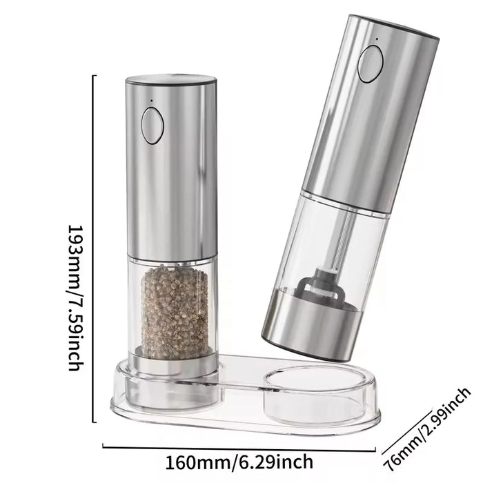USB Rechargeable Automatic Pepper & Salt Grinder | Adjustable Coarseness Spice Mill | 1 or 2 Pack